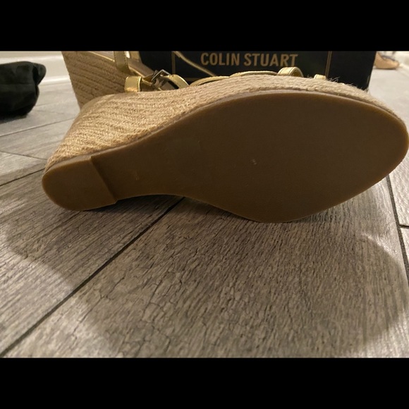 Colin Stuart 
Gold strapped wedges
Brand new in box
Size 10
Never worn - Picture 4 of 4